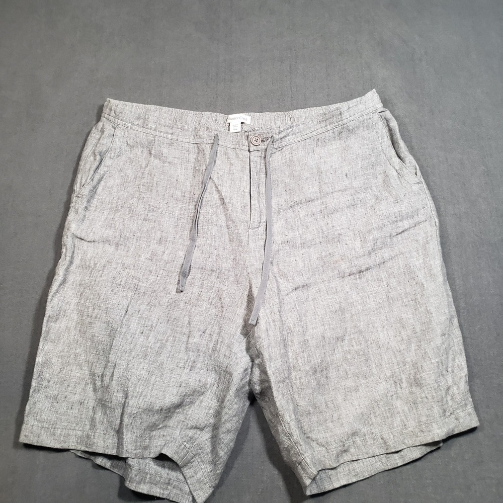 Coldwater Creek Shorts Womens 18W Grey‎ 100% Linen Drawstring Elastic Waist
